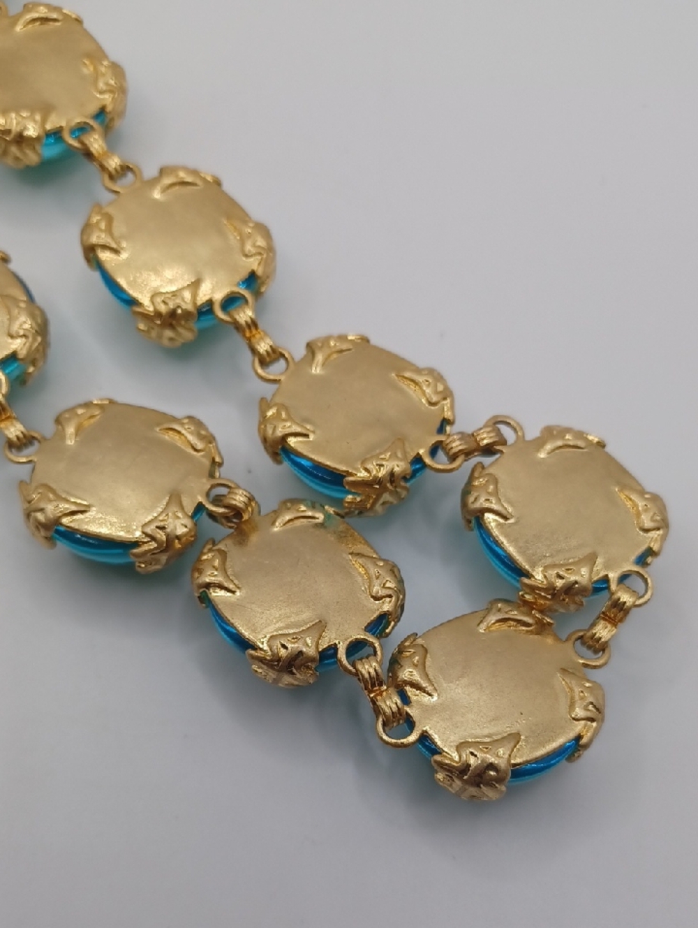 1950s Teal/Green Czech Glass Necklace and Earring Set - Picture 11 of 11